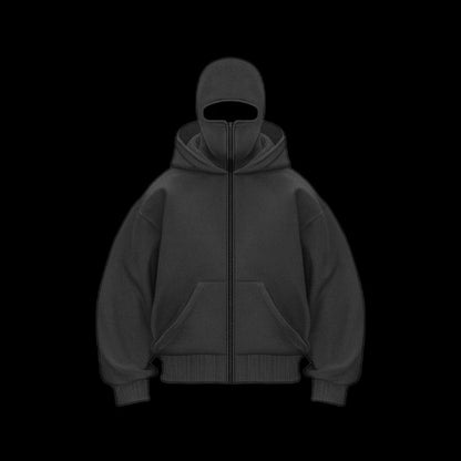 BE SAVAGE Balaclava Zipper Hoodie for Men Heavyweight Ninja Hoodies for Men