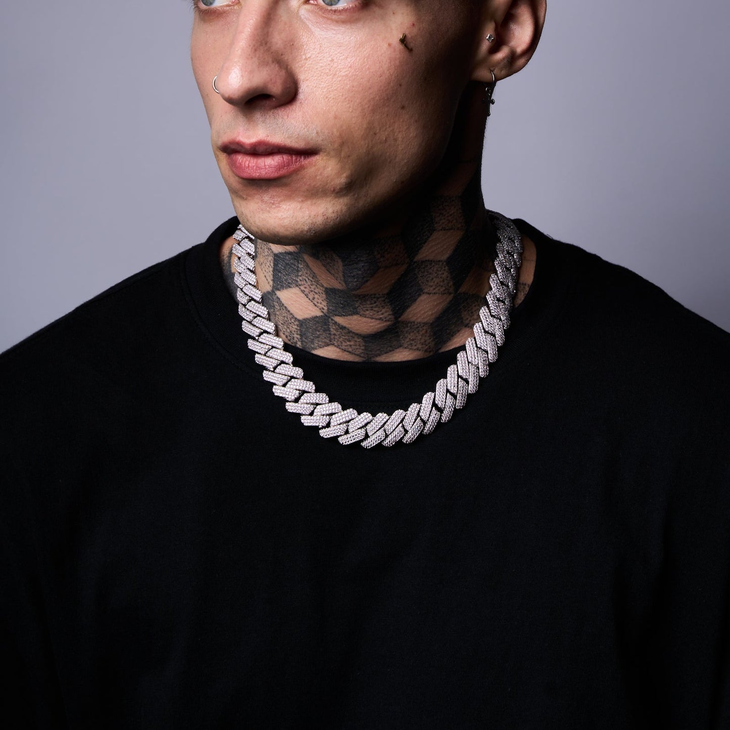 Karan Aujla Silver Diomand men's Necklace chain